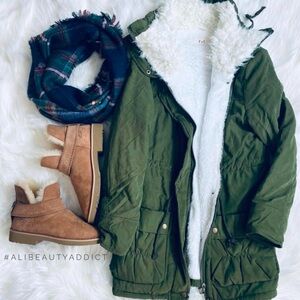 Green Women's Parka Coat